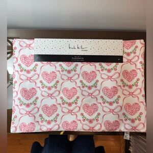 Nicole Miller Set of 4 Pink Hearts Placemats